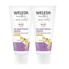 Weleda Gel Dentifrice Junior 6-12 Ans avec fluor lot de 2 tubes de 50 ml pour protéger les dents des enfants contre les caries et renforcer l'émail.
