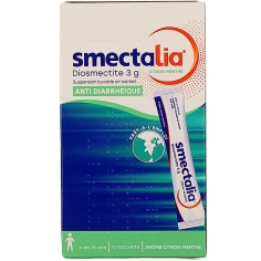 SMECTALIA 3 gr - Anti Diarrheique Citron-Menthe Médicament utilisé pour traiter la diarrhée de courte durée (diarrhée aiguë) chez l’adulte et chez l’enfant de plus de 15 ans - suspension buvable 12 sachets