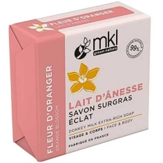 MKL - Green Nature Savon Solide Surgras Eclat Lait d'Ânesse Bio Fleur d'Oranger - 100 g . Visage et corps.