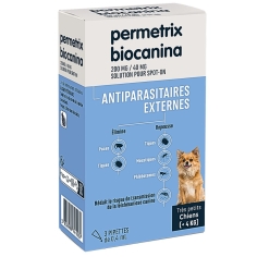 BIOCANINA - Permetrix Antiparasitaires Externes Très Petits Chiens (<4 kg) 3 pipettes de 0,4 ml.