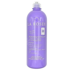 Shampoing nourrissant La Rosée 400 ml pour cheveux secs et abîmés, sans sulfate ni silicone, enrichi en kératine végétale pour nourrir et réparer la fibre capillaire.