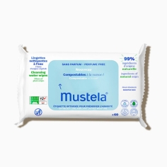 MUSTELA Lingettes de Coton Bio à l'Eau (60 lingettes)