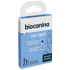 BIOCANINA - Tire-Tiques x3. Pour retirer toute tailles de tiques. Humains et animaux.