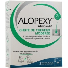 ALOPEXY 2 % - Minoxidil Chute de cheveux Modérée - 3 flacons de 60 ml