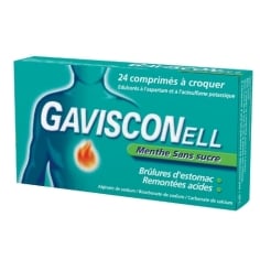 GAVISCONELL MENTHE SANS SUCRE boite de 24 comprimés