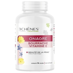 3 CHÊNES - Onagre Bourrache Vitamine E Beauté de la Peau Complément alimentaire - 150 Capsules