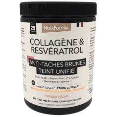 NAT & FORM - Collagène et Resvératrol Anti-taches Teint unifié - Goût Pêche 365 gr