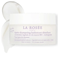 LA ROSEE - Après-shampoing Hydratant Démêlant Rechargeable - 200 ml . Hydrate et démêle sans alourdir.