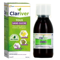 Clariver Sirop Toux Grasse et Sèche Sans Sucre 120 ml