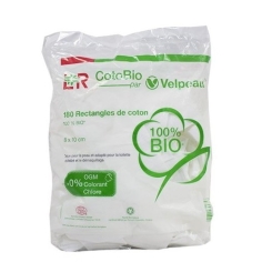 VELPEAU - Rectangles de Coton Bio 8 x 10cm - 180 pièces