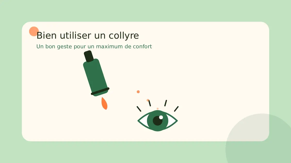 infographie d'application du collyre dans l'oeil