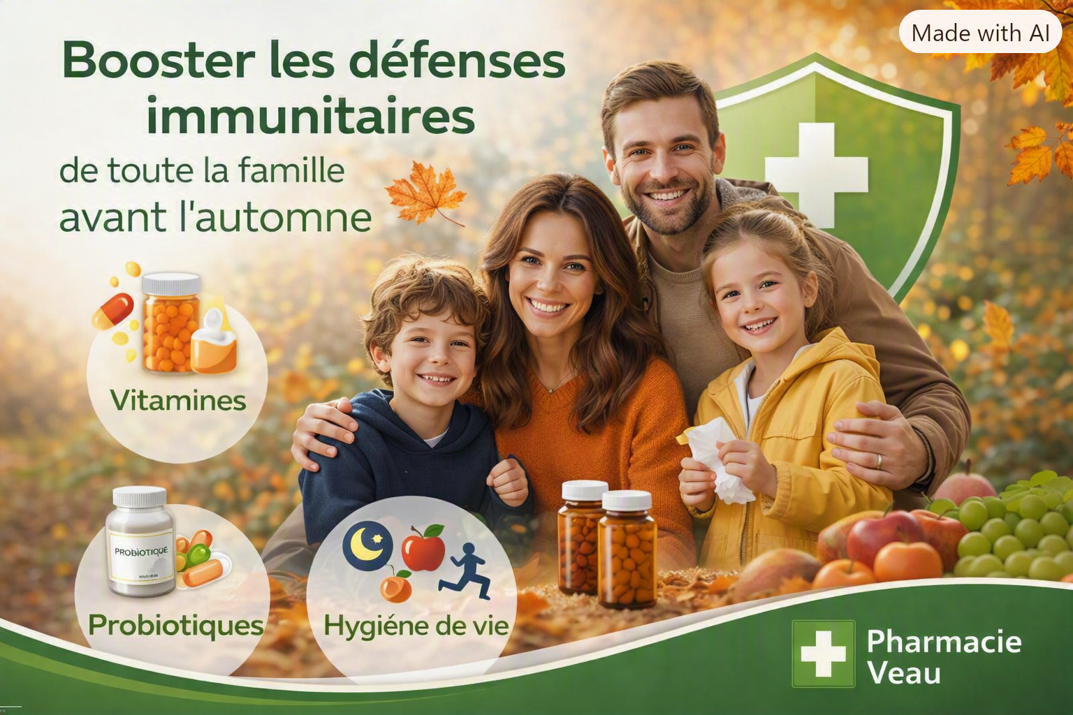 Famille qui booste ses defenses immunitaires avant l'automne